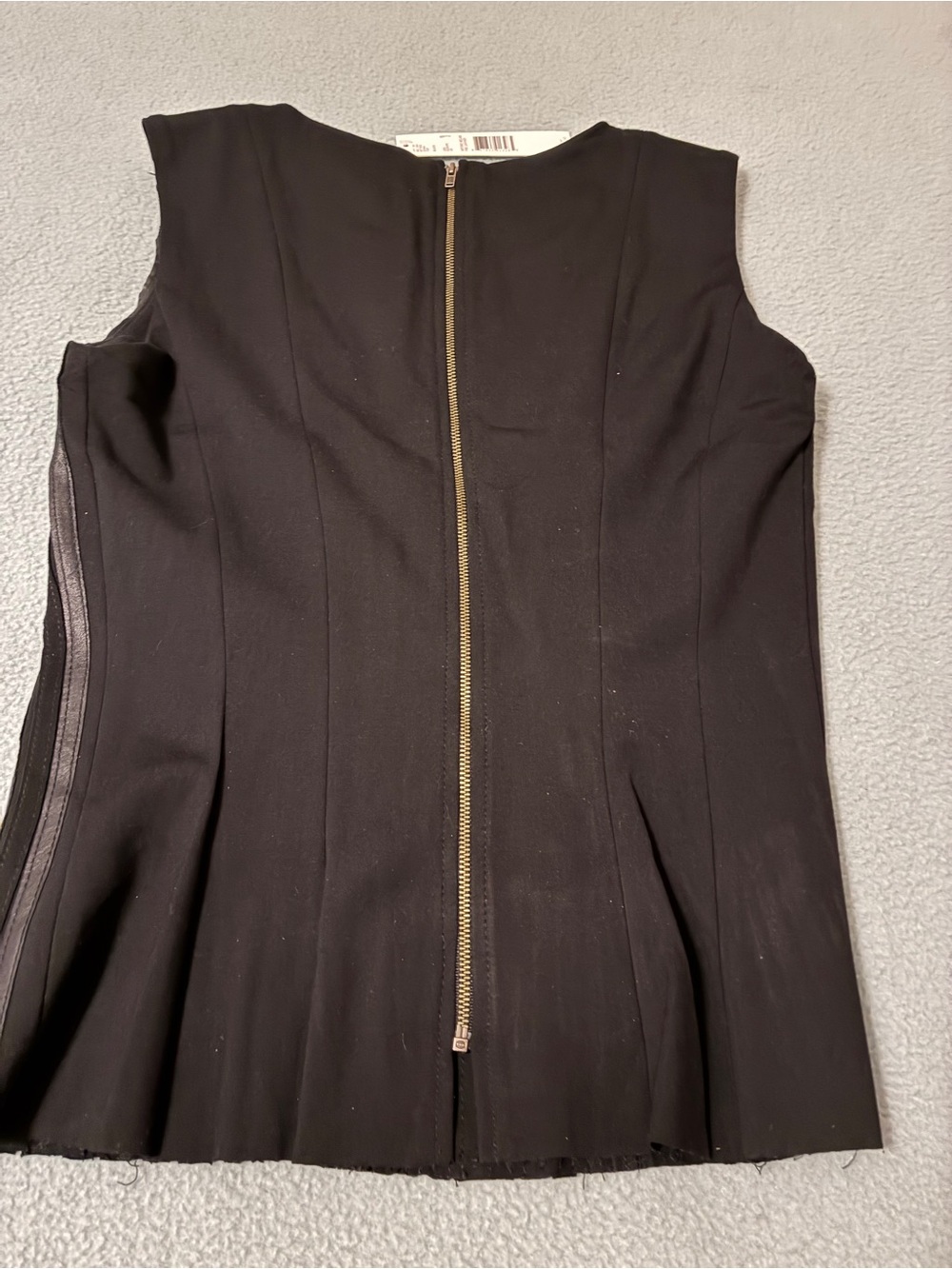 ANTONIO MELANI Black Vertical Leather Striped Sleeveless Top - Picture 5 of 7